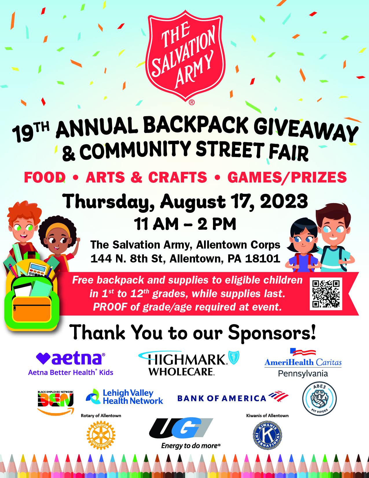 19th Annual Backpack Giveaway & Community Street Fair - Salvation